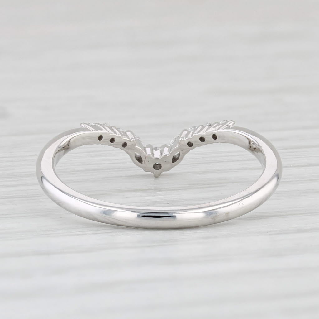 Light Gray New Contoured 0.15ctw Diamond Ring 14k White Gold Wedding Band Guard Size 6.75