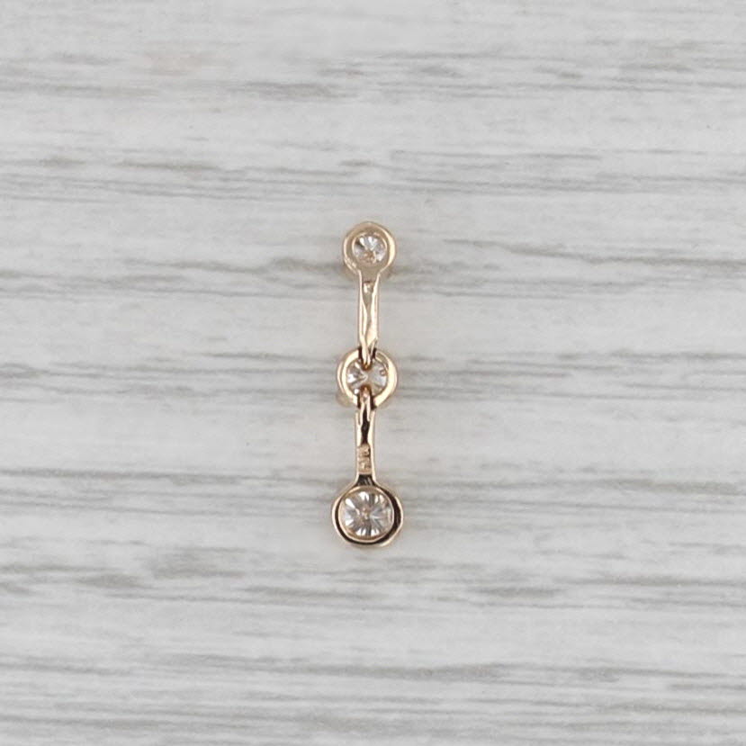0.42ctw Graduated Diamond 3-Stone Journey Pendant 14k Yellow Gold Floating Drop