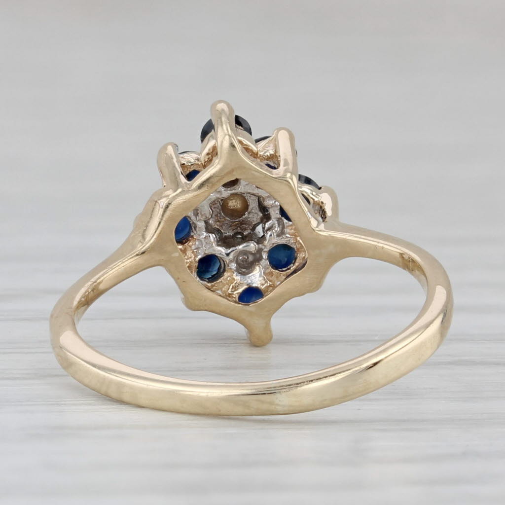 Gray 0.51ctw Blue Sapphire Diamond Cluster Ring 10k Yellow Gold Size 4.5