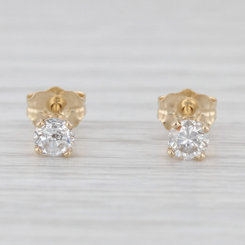 0.33ctw Diamond Stud Earrings 14k Yellow Gold Round Solitaire Studs