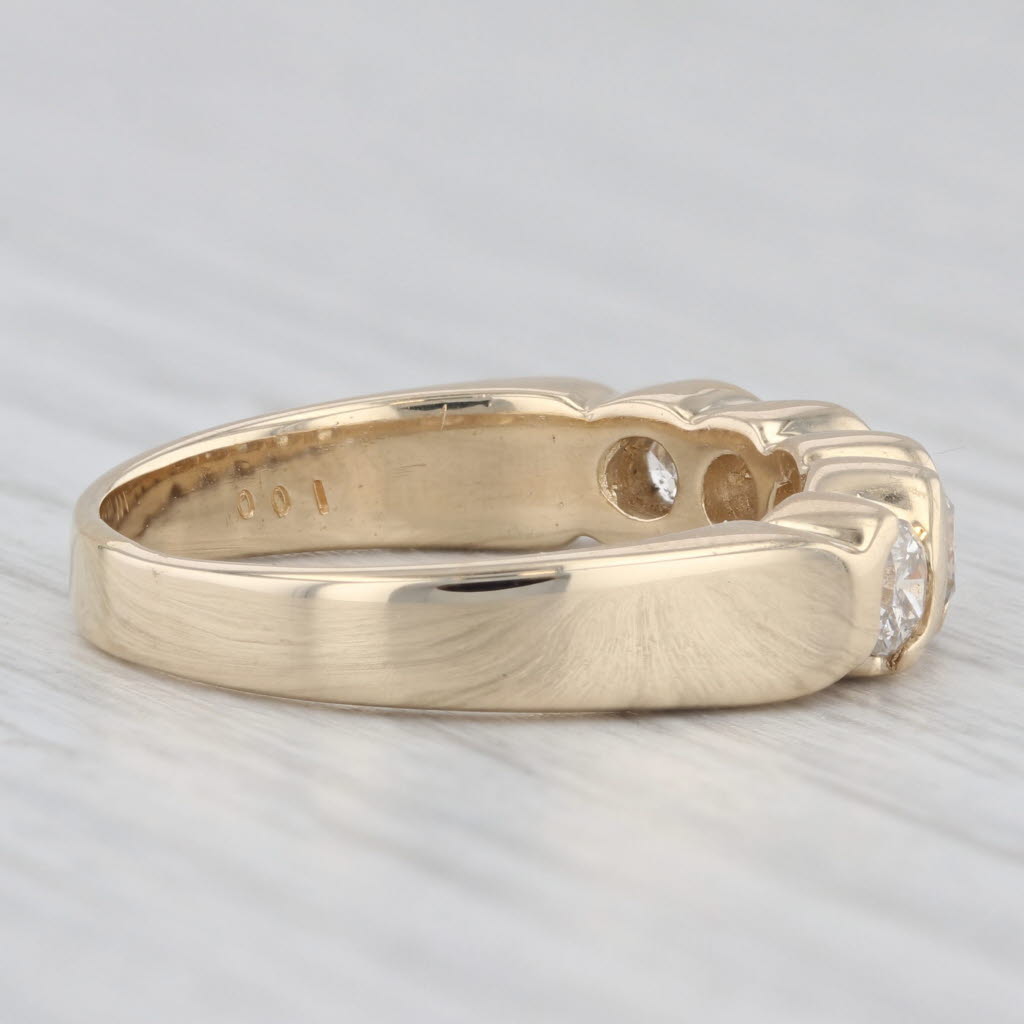 Light Gray 0.85ctw Diamond Ring 14k Yellow Gold Stackable Anniversary Wedding Band Size 8