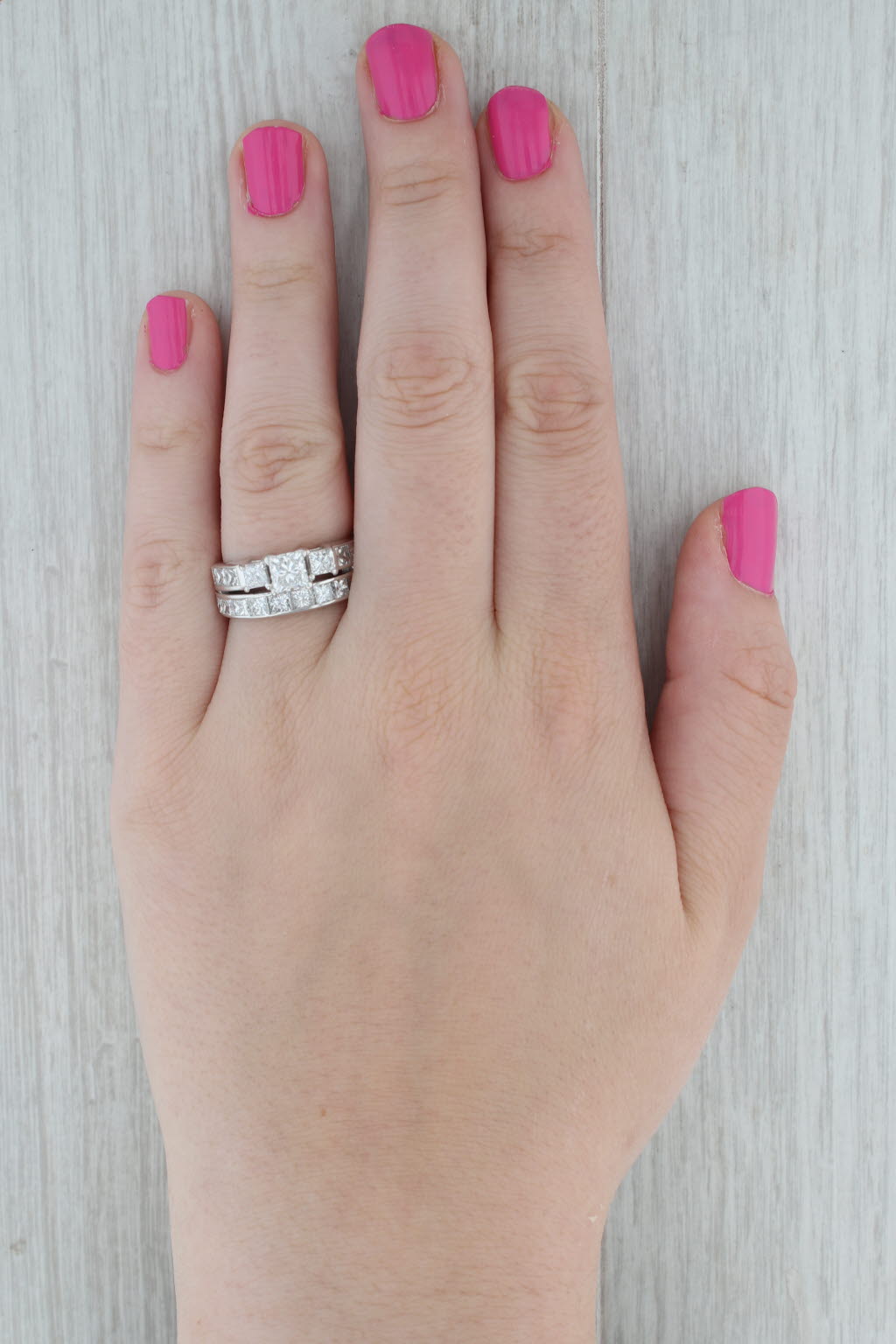 Dark Gray 4.17ctw Diamond Soldered Wedding Band Engagement Ring Bridal Set 14k Gold IGI