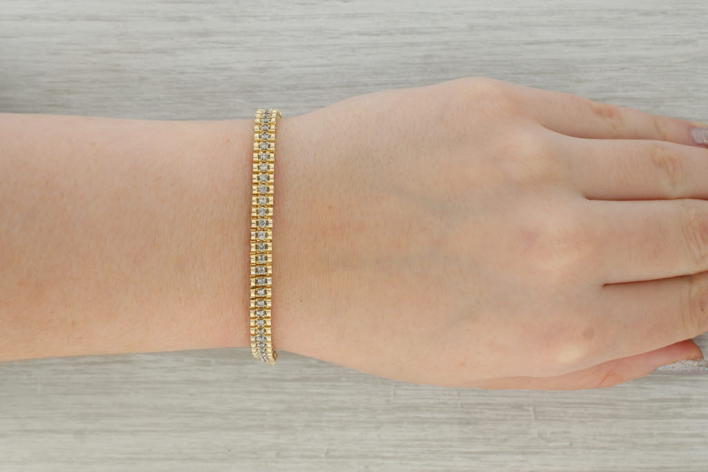Rosy Brown 1.76ctw Diamond Tennis Bracelet 10k Yellow Gold 7.5” 5.5mm