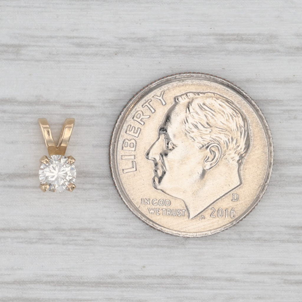 New Small 0.25ct Diamond Solitaire Pendant 14k Yellow Gold Round Brilliant Cut