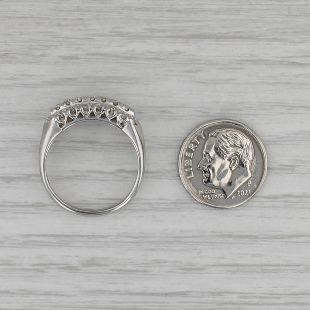 Vintage 0.31ctw Diamond 3-Row Ring 14k White Gold Size 8