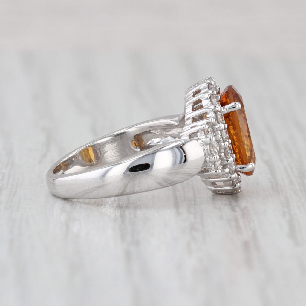 2.83ctw Oval Citrine Diamond Halo Ring 14k White Gold Size 5.25
