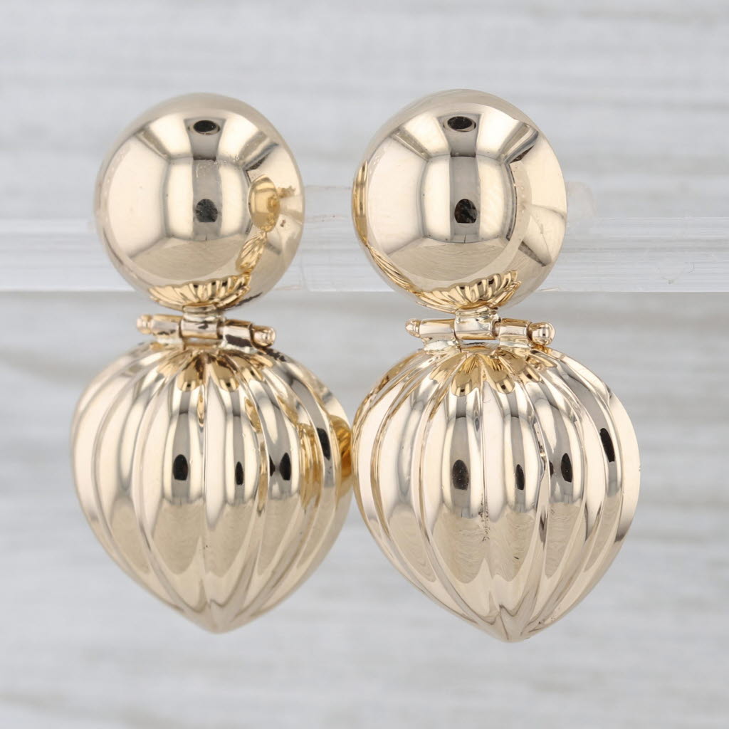 Beveled Dangle Earrings 14k Yellow Gold Lightweight Drops