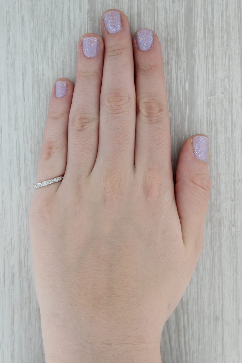 Dark Gray Diamond Wedding Band 10k White Gold Size 7 Stackable Band