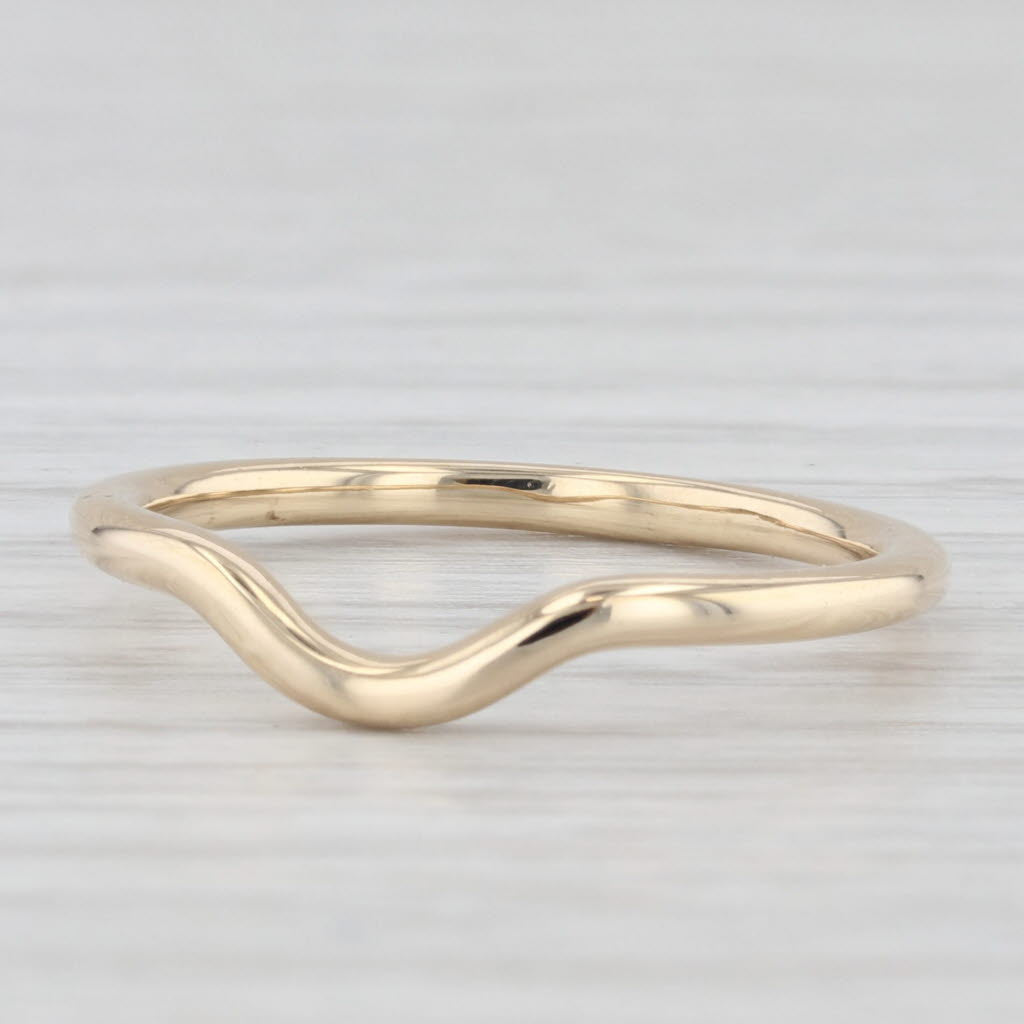 Light Gray Contoured Wedding Band 14k Yellow Gold Size 7 Stackable Wedding Ring