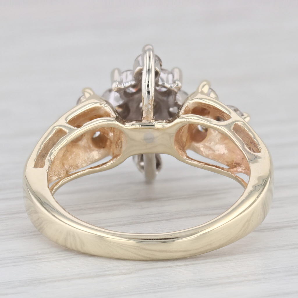 Light Gray 0.78ctw Round Diamond Cluster Ring 10k Yellow Gold Size 7.25 Engagement