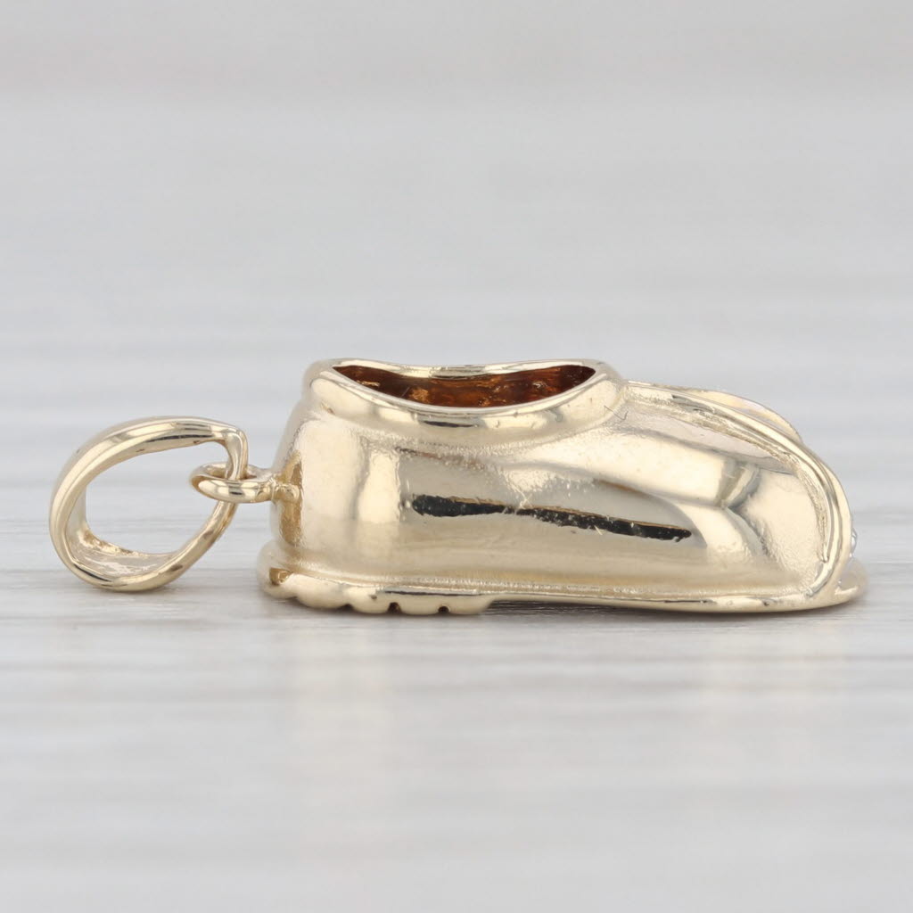 Light Gray Diamond Accented Baby Shoe Booty Charm 14k Yellow Gold Pendant