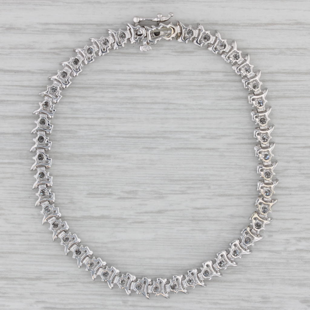 Gray 1.98ctw Diamond Tennis Bracelet 10k White Gold 7" 5.2mm