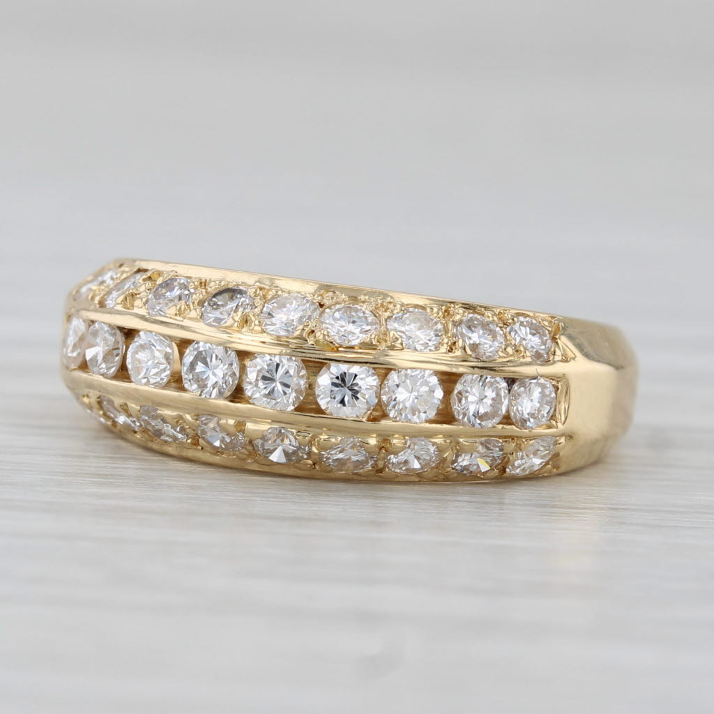 Light Gray 0.98ctw Diamond Wedding Band 18k Yellow Gold Size 6 Anniversary Ring