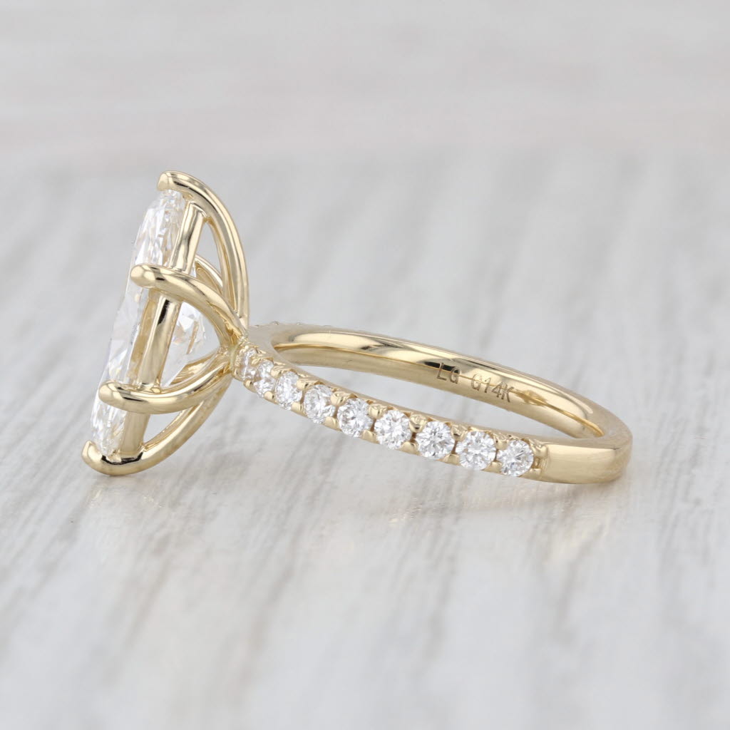 New IGI 3.53ctw Lab Grown Diamond Marquise Engagement Ring 14k Gold Size 6