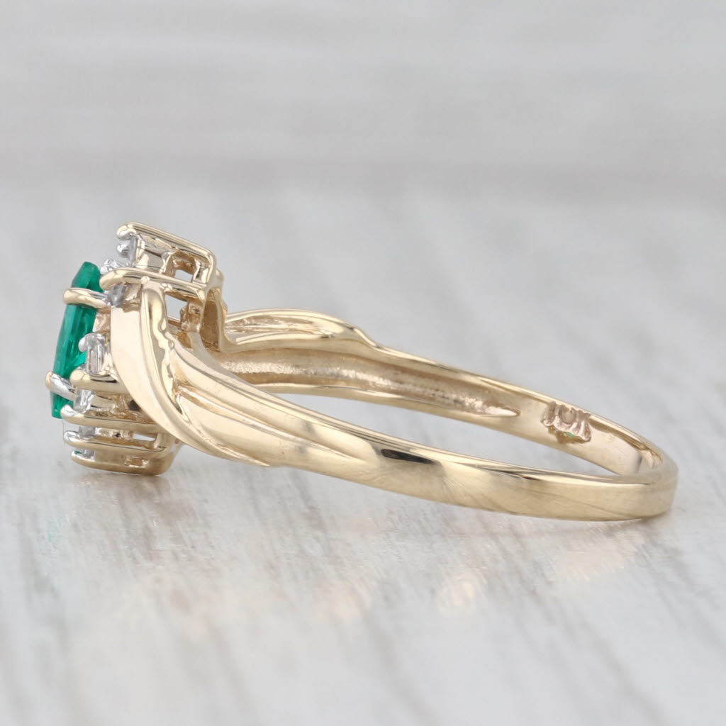Gray 0.34ctw Lab Created Emerald Diamond Ring 10k Yellow Gold Size 8.25