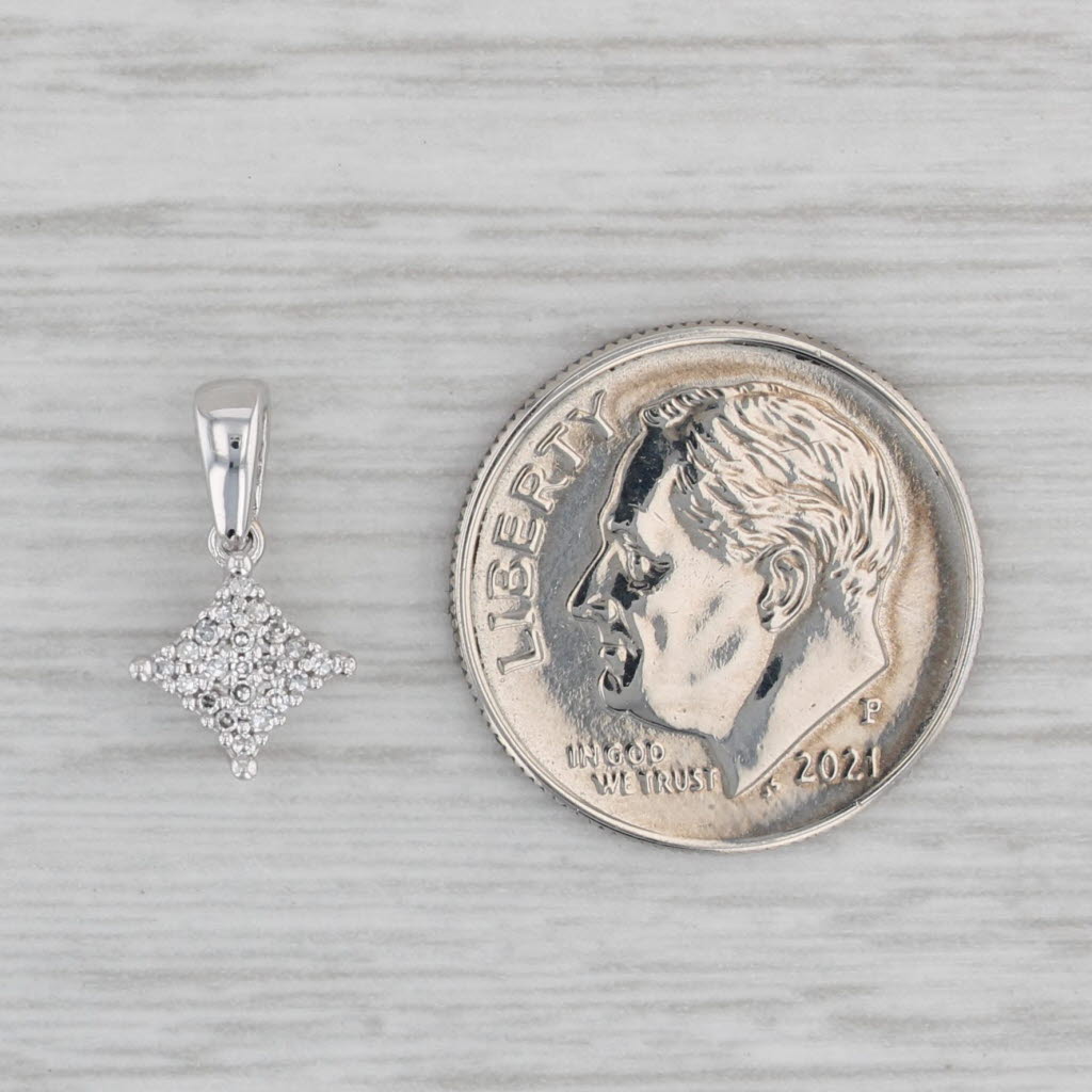 Gray Small Diamond Drop Pendant 10k White Gold