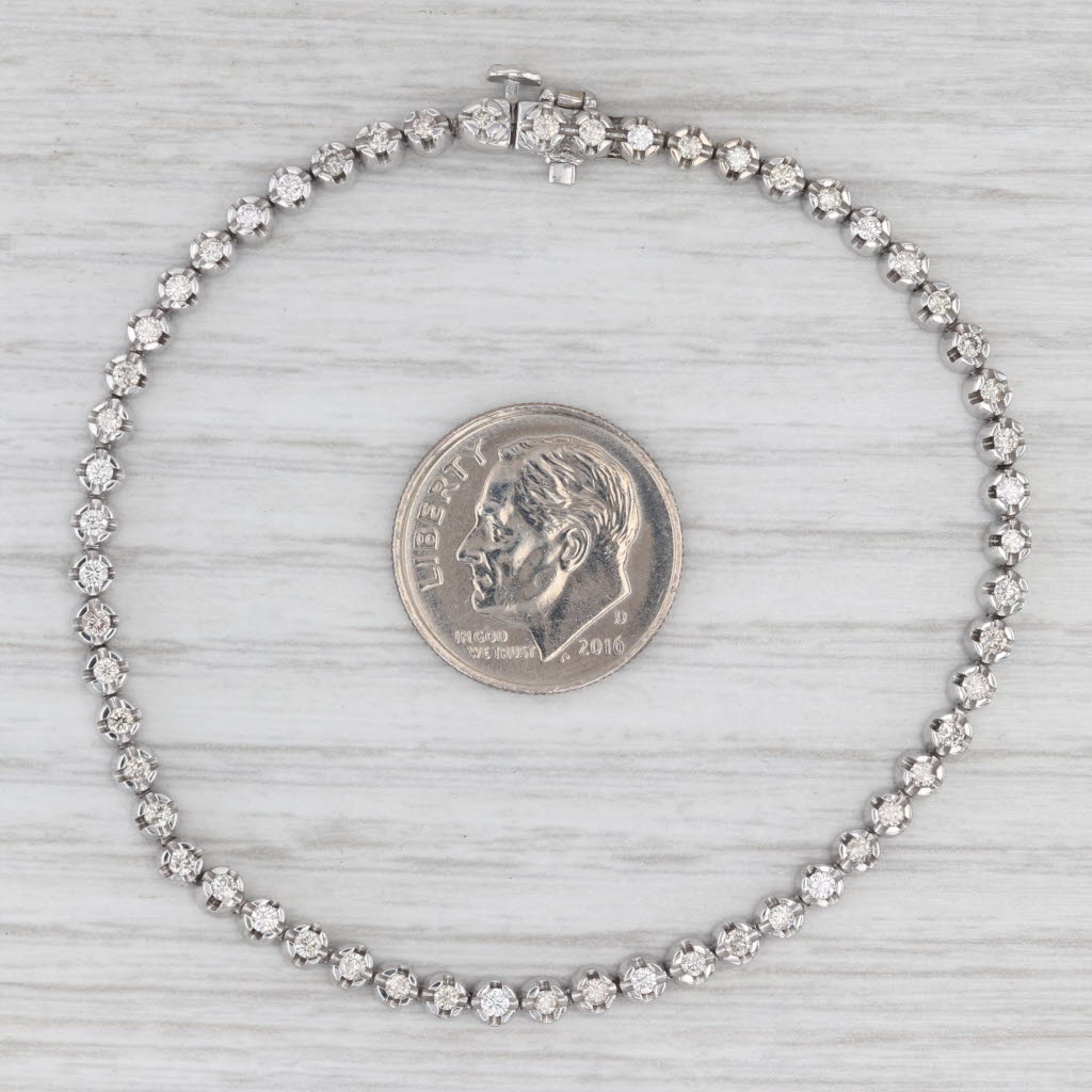 0.80ctw Diamond Tennis Bracelet 10k White Gold 6.75" 3mm