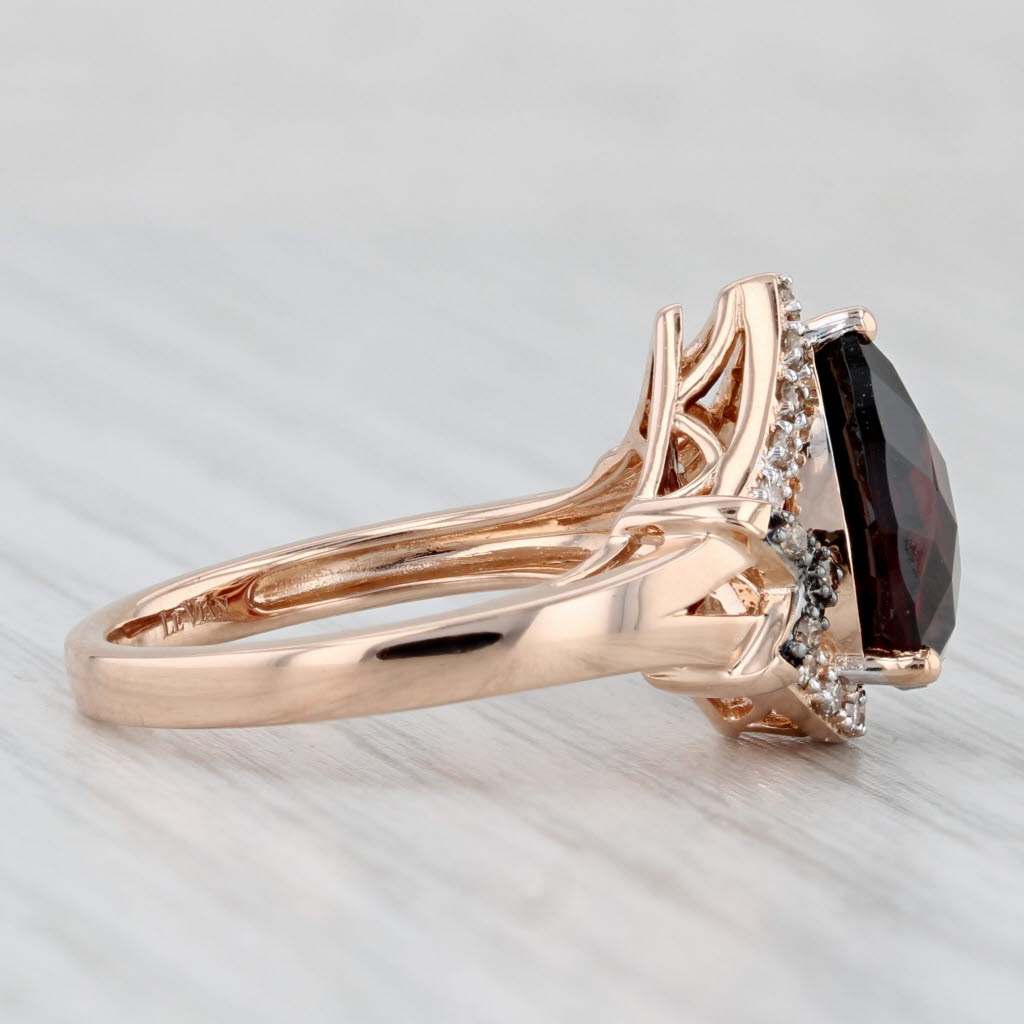 Light Gray Le Vian 4.84ctw Pear Garnet Diamond Halo Ring 14k Rose Gold Size 7