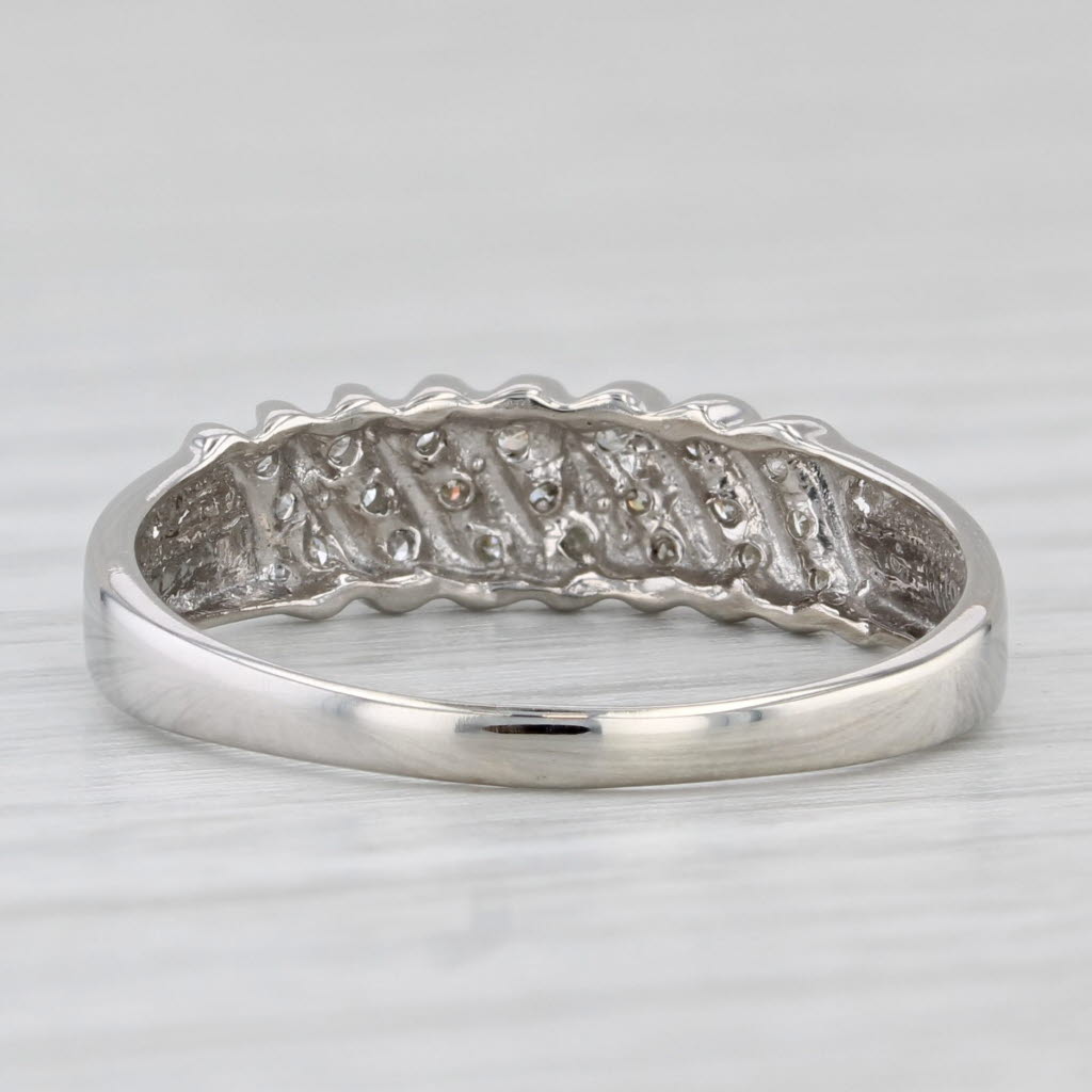 Light Gray 0.15ctw Scalloped Diamond Ring 10k White Gold Size 8 Stackable Wedding Band