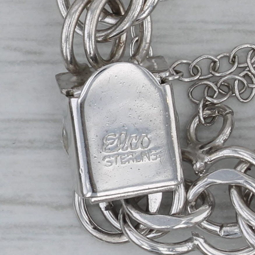 Dark Gray Vintage Mixed Theme Charm Bracelet Sterling Silver 7" Asian Travel