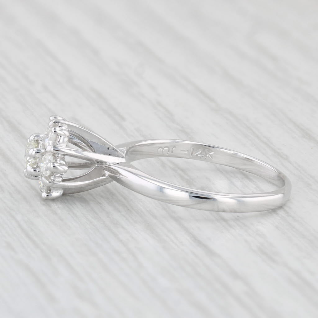 Light Gray 0.42ctw Diamond Cluster Ring 14k White Gold Size 5.5 Engagement
