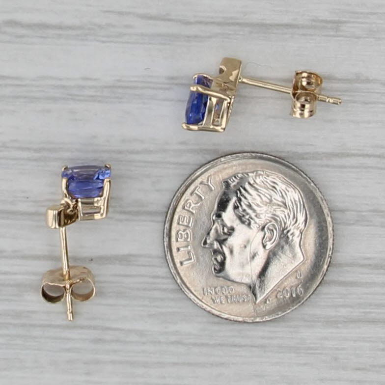 1.30ctw Tanzanite Diamond Stud Earrings 14k Yellow Gold