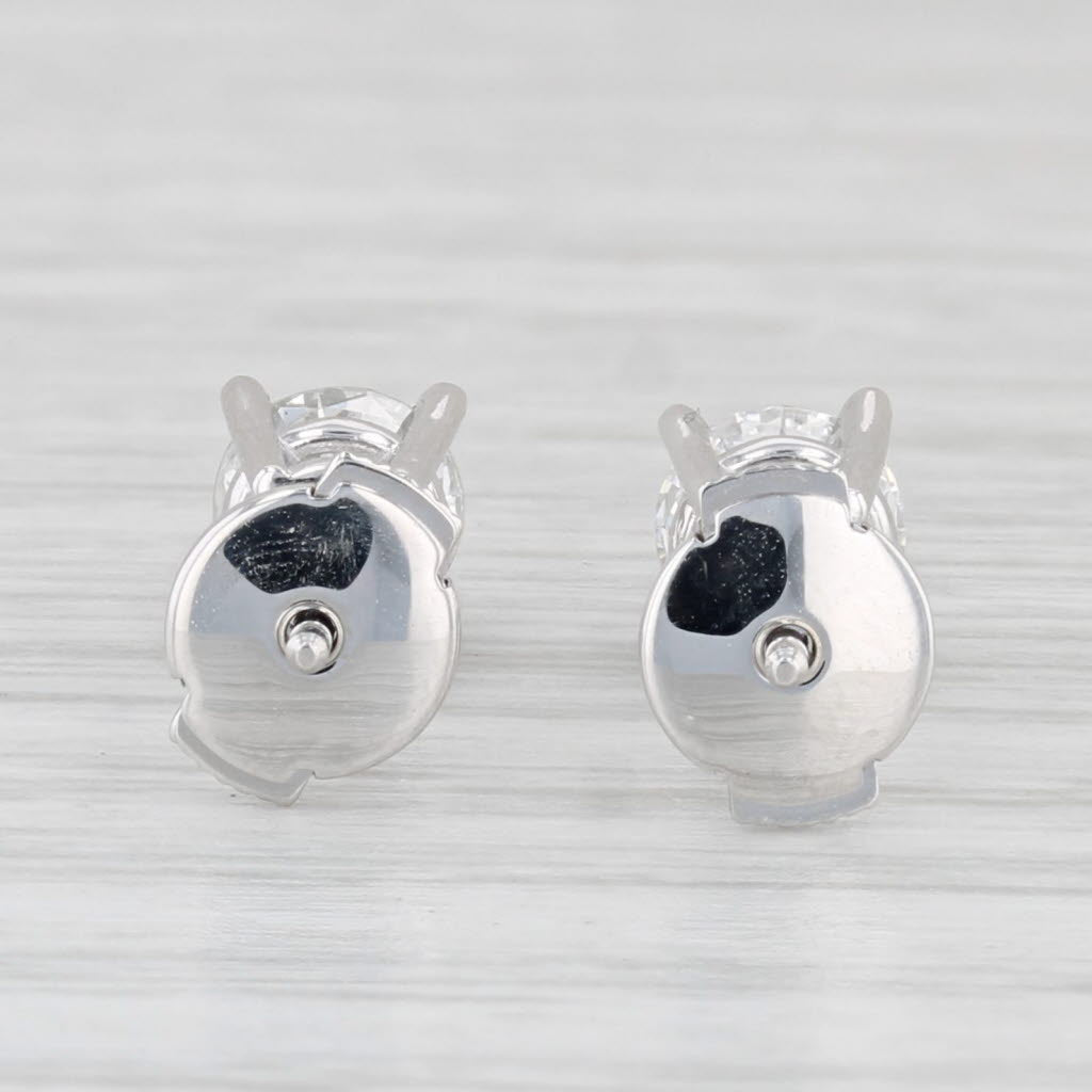 Light Gray New 1.06ctw Round Solitaire Stud Earrings 14k White Gold