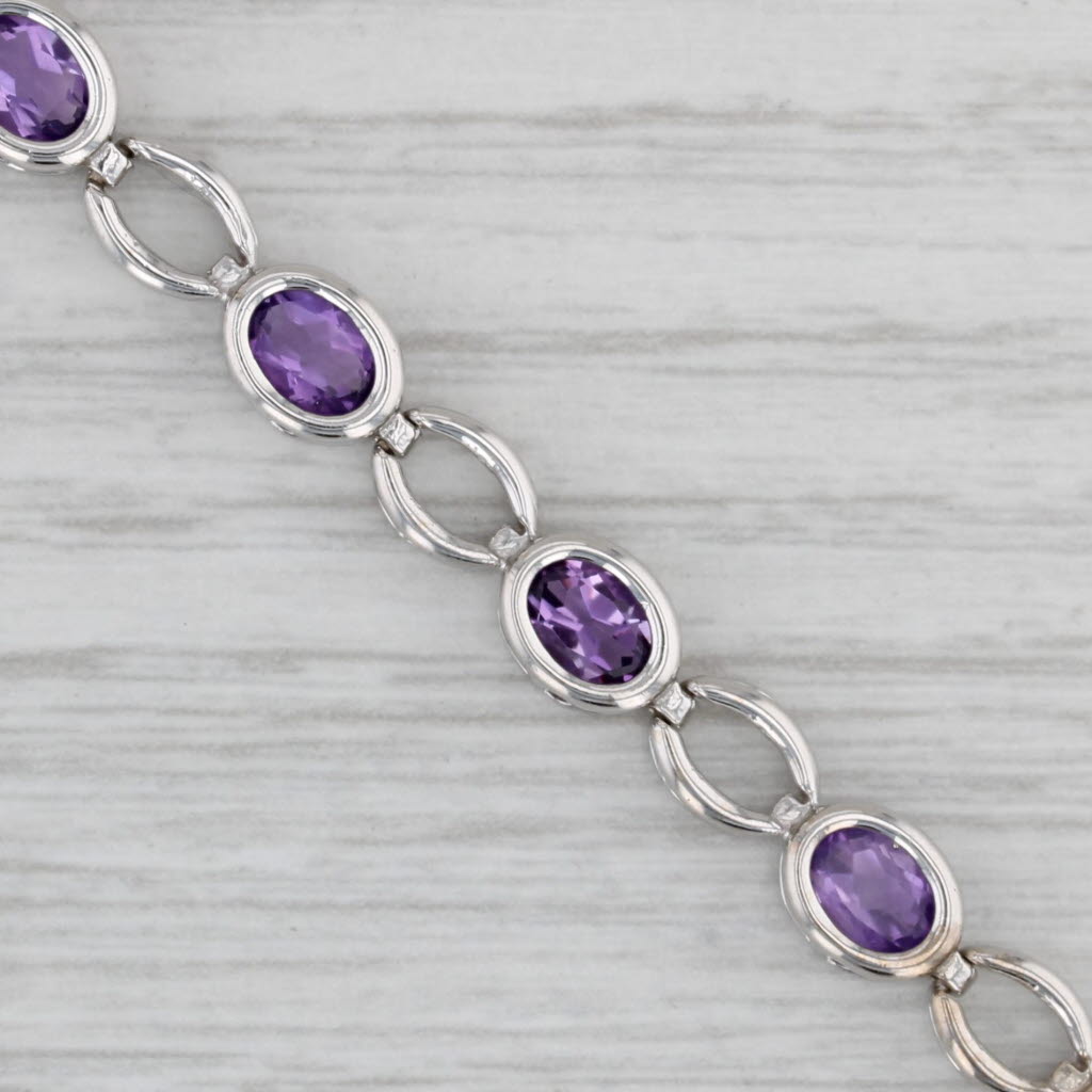 Gray 2.75ctw Amethyst Bracelet 14k White Gold 7” 5.6mm