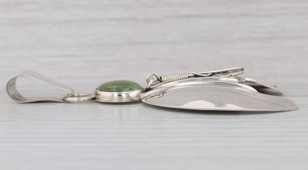 Lena Platero Bear Pendant Green Turquoise Sterling Silver Navajo Native American