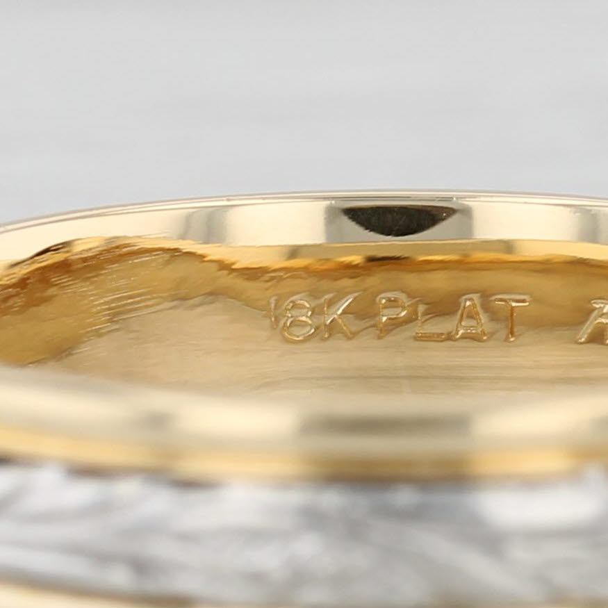 Gray Wheat Etched Men's Wedding Band 18k Gold Platinum Size 10.75 2-Tone Ring
