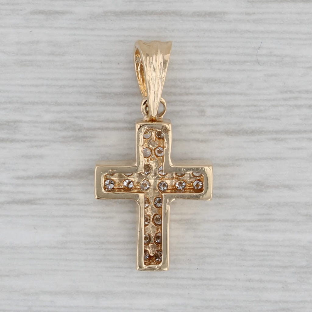Gray 0.14ctw Diamond Cross Pendant 18k Yellow Gold Small Drop