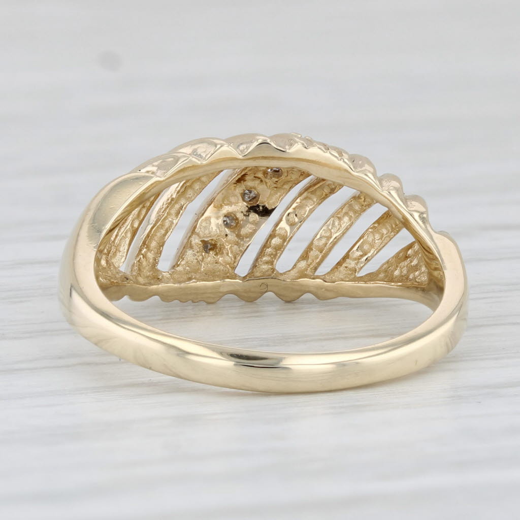 Light Gray Diamond Scalloped Ring 10k Yellow Gold Size 6
