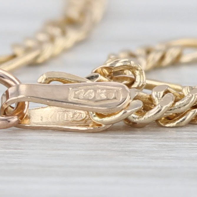 1.34ctw Pink Tourmaline Lavalier Necklace 14k Yellow Gold 20" Figaro Chain