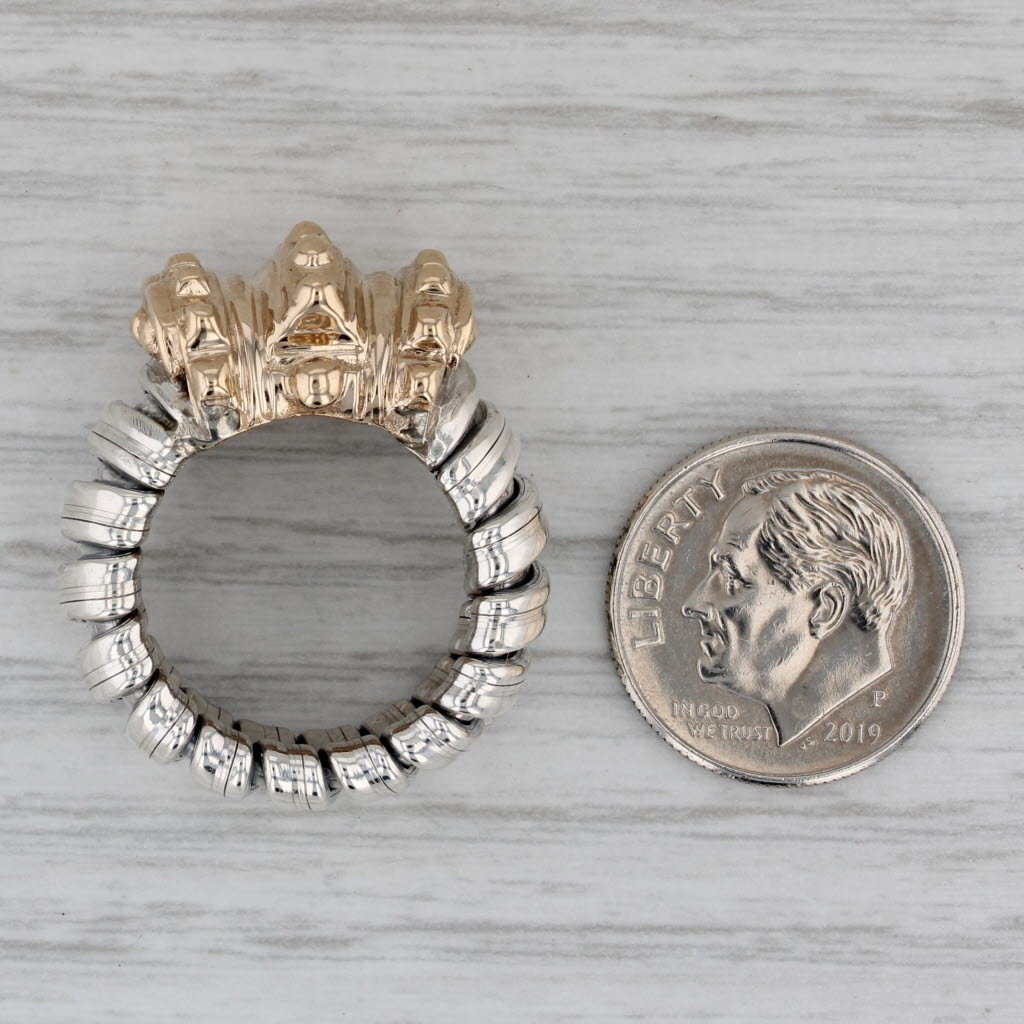 Gray Alwand Vahan 2-Toned Statement Ring 14k Yellow Gold Sterling Silver Size 5.5