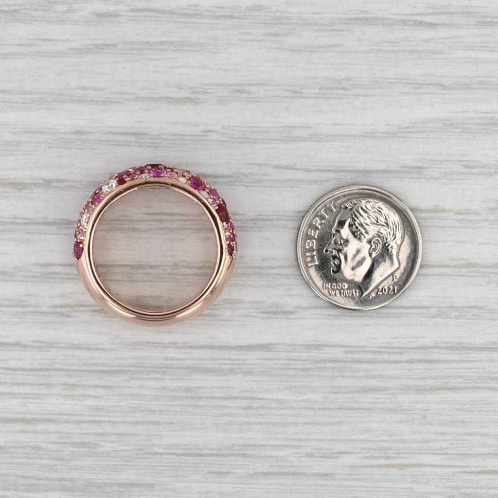 Danhier 2.05ctw Pink Sapphire Diamond Pave Ring 18k Rose Gold Size 6.75 Band