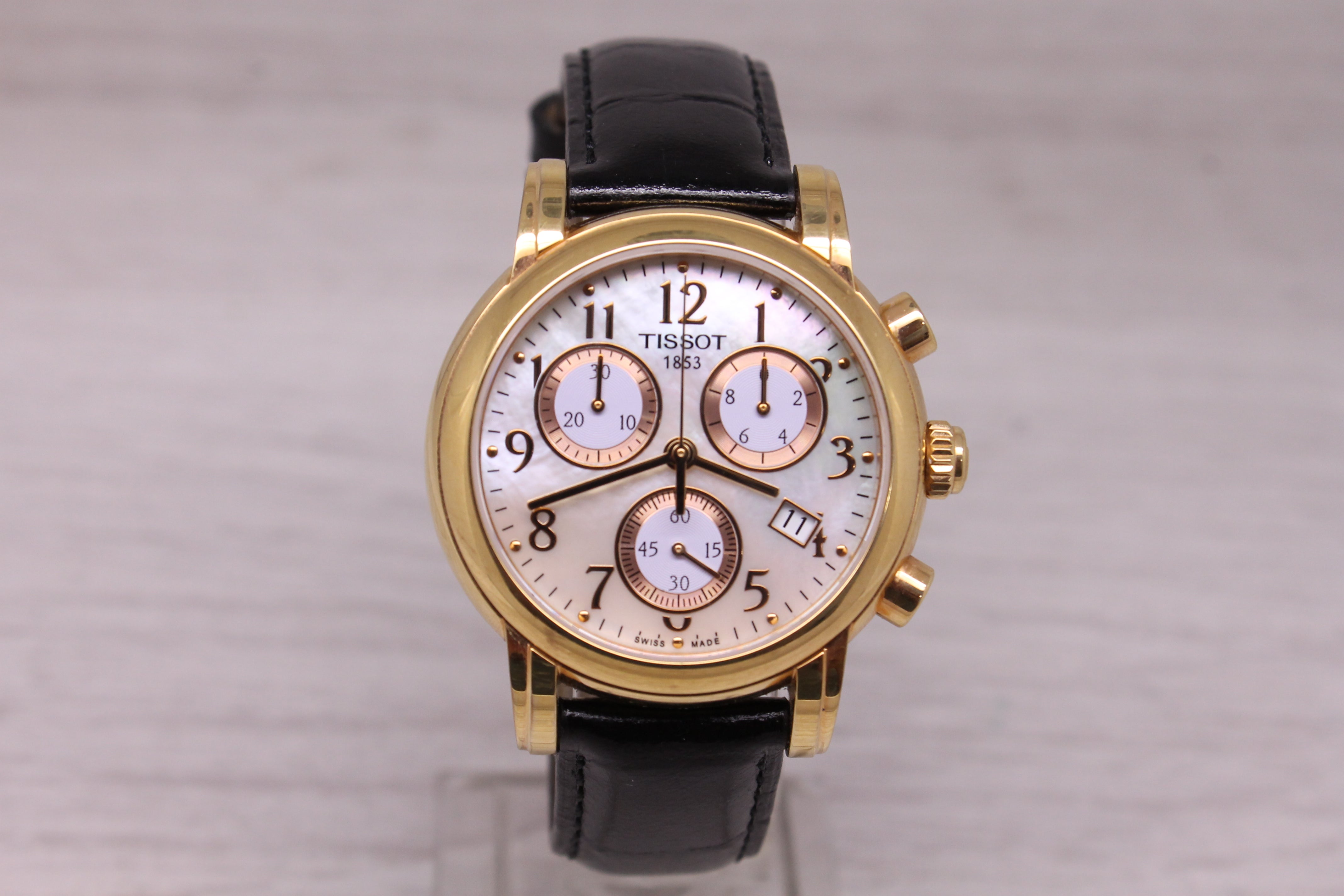 Tissot Dressport Chronograph Quartz Watch Steel 35mm MOP Dial T050217A Swiss