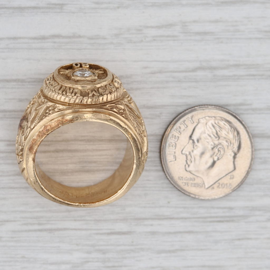 Gray Diamond A & M College of Texas Class Ring 10k Yellow Gold Engraved Signet
