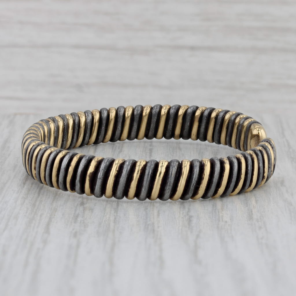 Gray Gucci Cuff Bracelet 18k Gold Mixed Metal Italian Designer