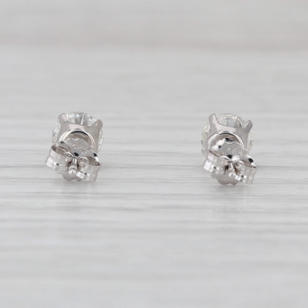 1ctw Diamond Stud Earrings 14k White Gold Round Solitaire Studs Butterfly Backs
