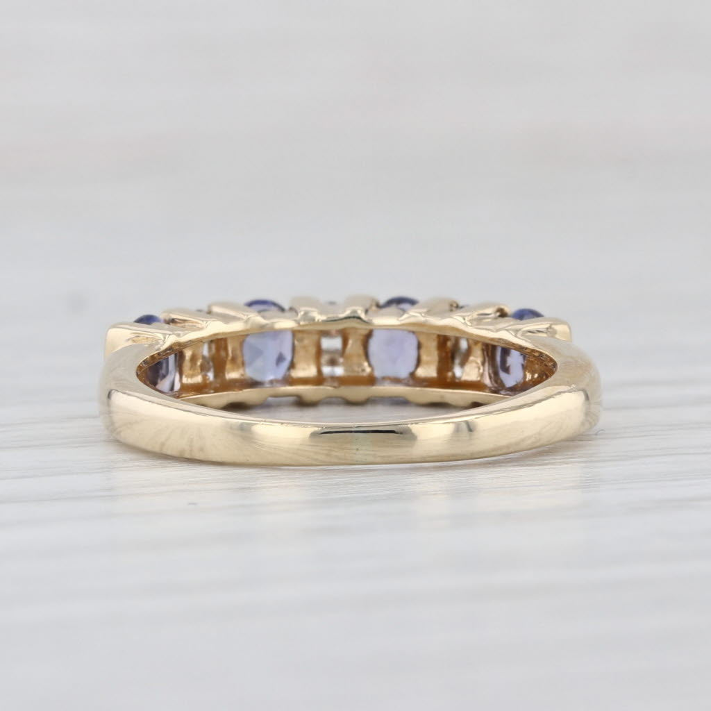 0.85ctw Tanzanite Diamond Ring 10k Yellow Gold Size 6.5 Stackable
