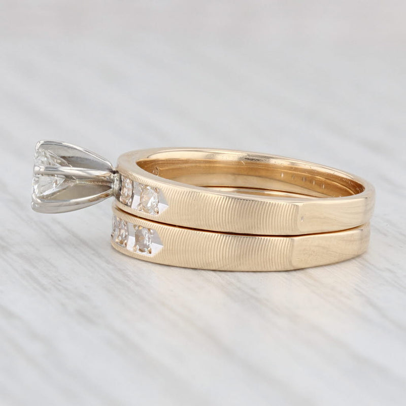 Light Gray 0.57ctw Round Diamond Engagement Ring Wedding Band Bridal Set 14k Gold