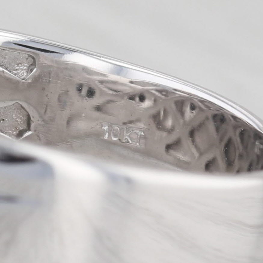 Light Gray Simulated Black Diamond Ring 10k White Gold Size 11.25-11.5 Men's Wedding