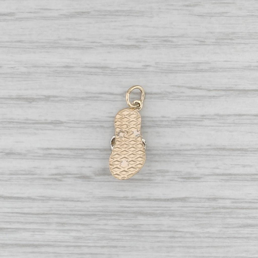 Tri-Toned Floral Flip Flop Charm 14k Yellow White Rose Gold Pendant