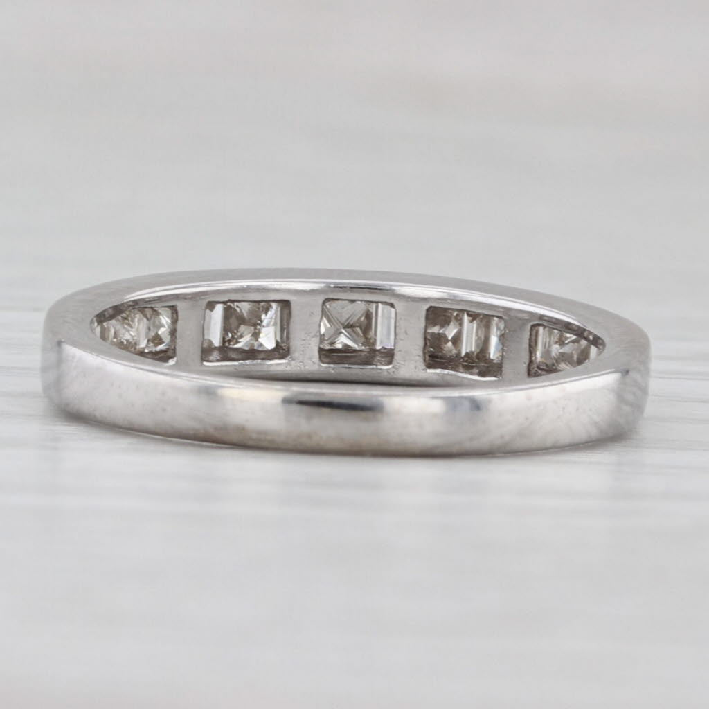 Light Gray 0.52ctw Diamond Wedding Band 14k White Gold Anniversary Ring Size 7.25 Stackable