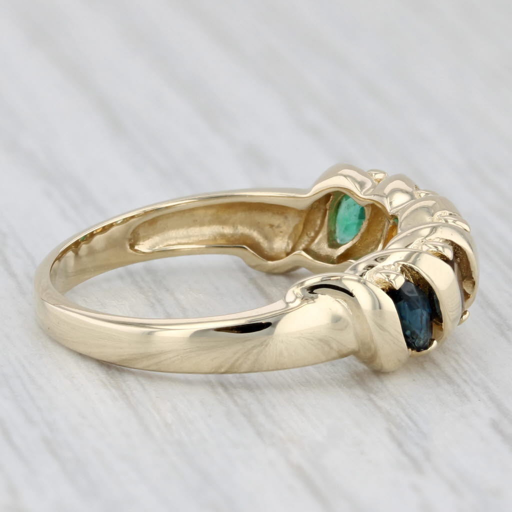 Light Gray 0.80ctwMultistone Ring 14k Gold Stackable Emerald Citrine Topaz Quartz Sapphire