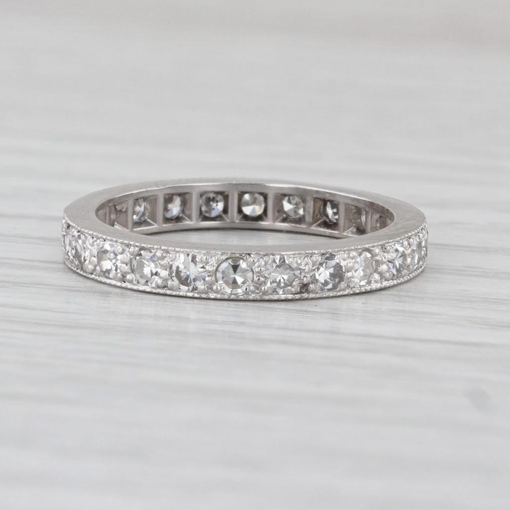 Vintage 0.70ctw Diamond Eternity Band 900 Platinum Wedding Ring Annivesary