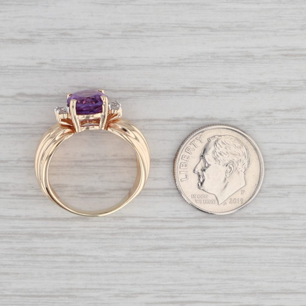 Gray 2.49ctw Oval Amethyst Diamond Ring 14k Yellow Gold Size 7
