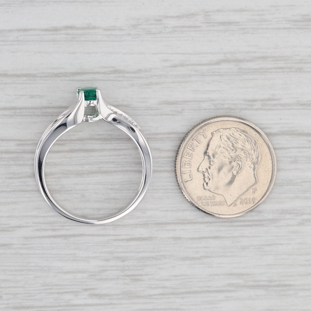 Light Gray 0.56ctw Lab Created Emerald Diamond Ring 10k White Gold Size 6.75 Engagement