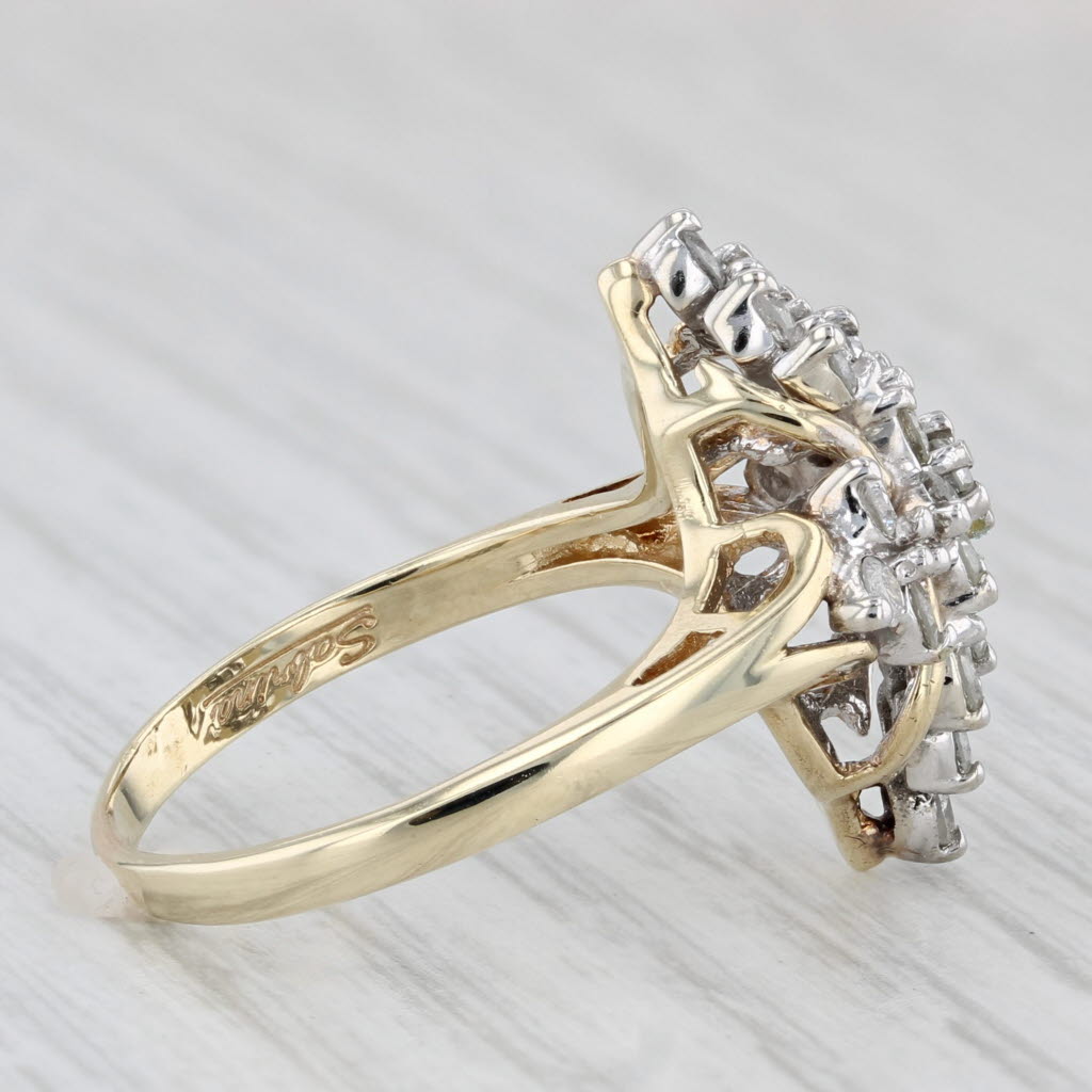 Light Gray 0.75ctw Diamond Cluster Ring 10k Yellow Gold Size 8 Cocktail