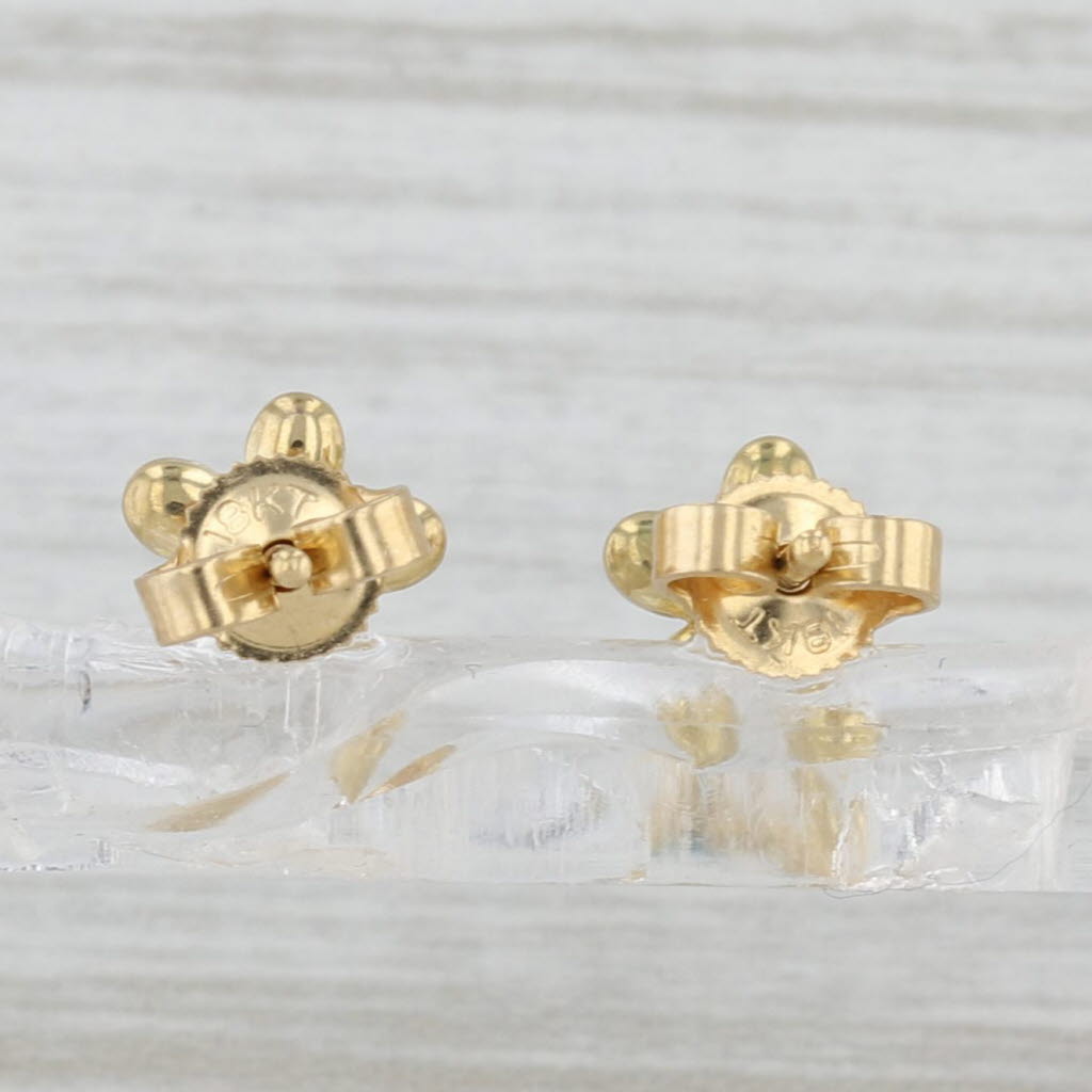 Blue Enamel Flower Stud Earrings 18k Yellow Gold Studs